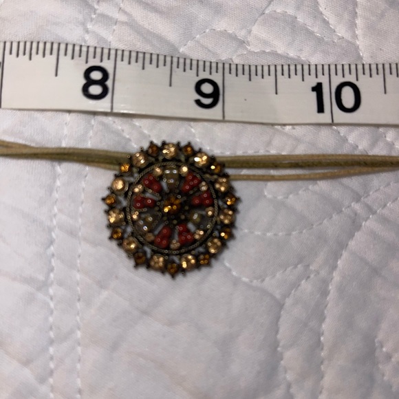 Lia Sophia Necklace Round Pendant Multicolor Brilliant Stones Gold Tone Cord - Picture 6 of 7